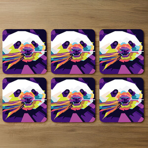 Colorful pop art of Panda Designer Coaster Set