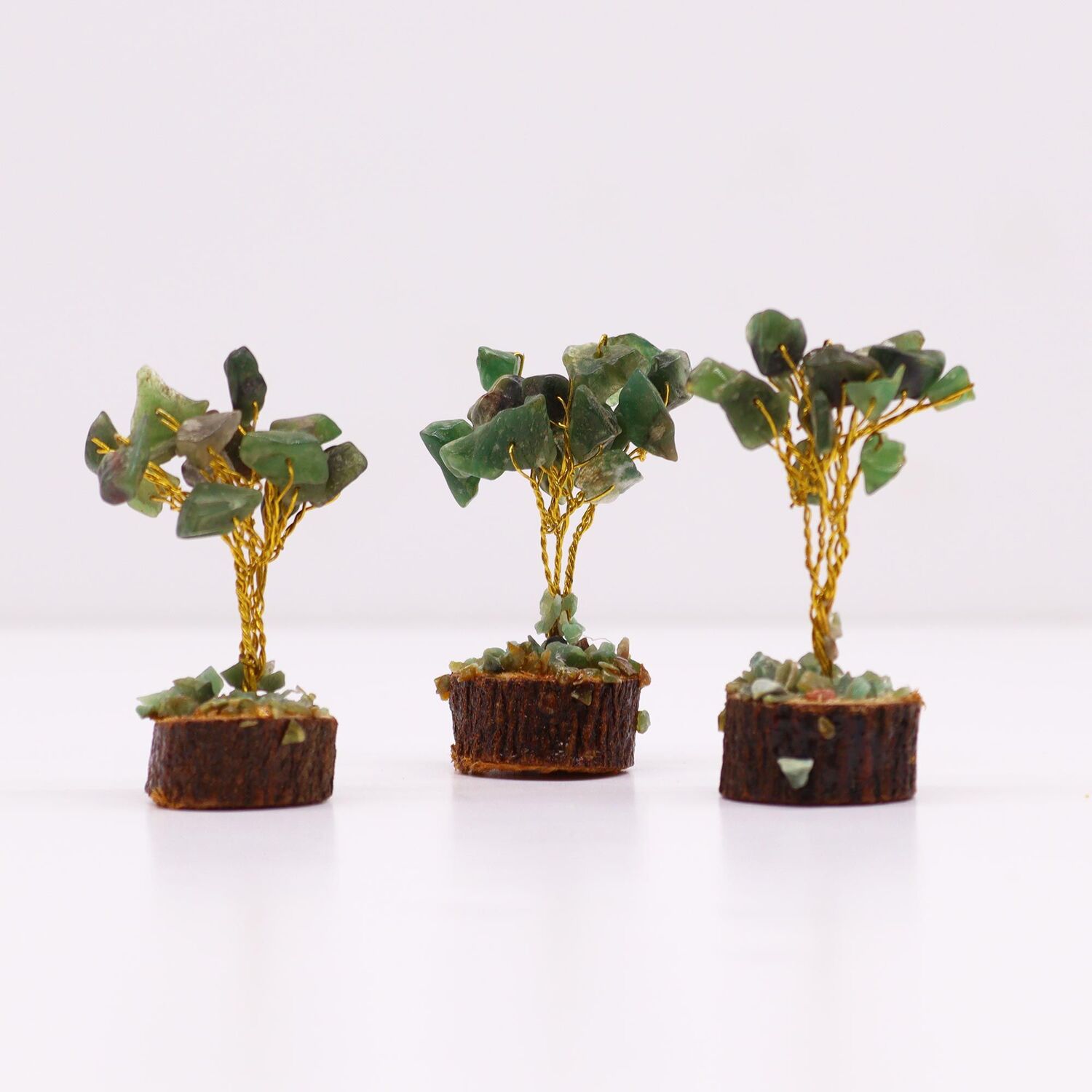 Mini Gemstone Tree On Wood Base Aventurine (15 stones) - Green