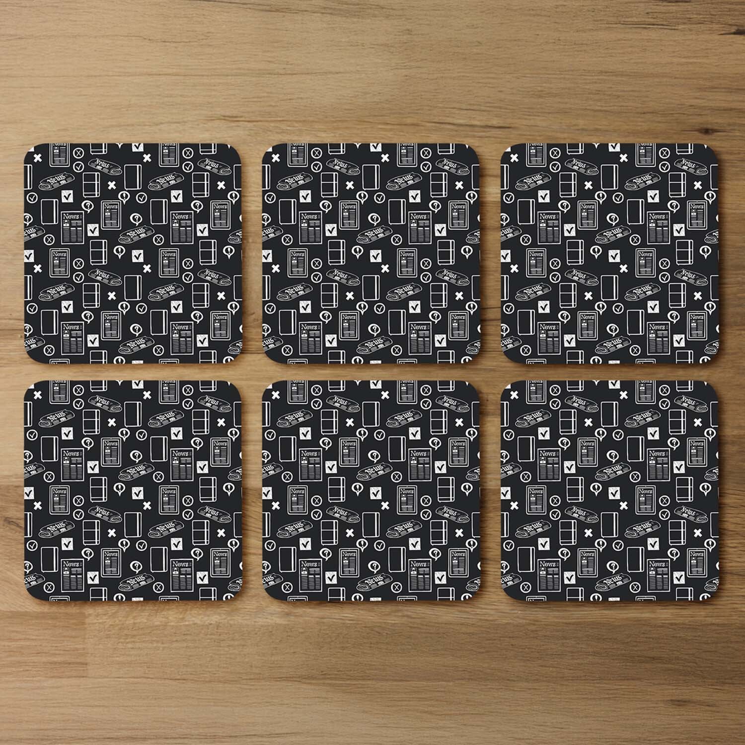Press And Media Symbols Coaster - Black