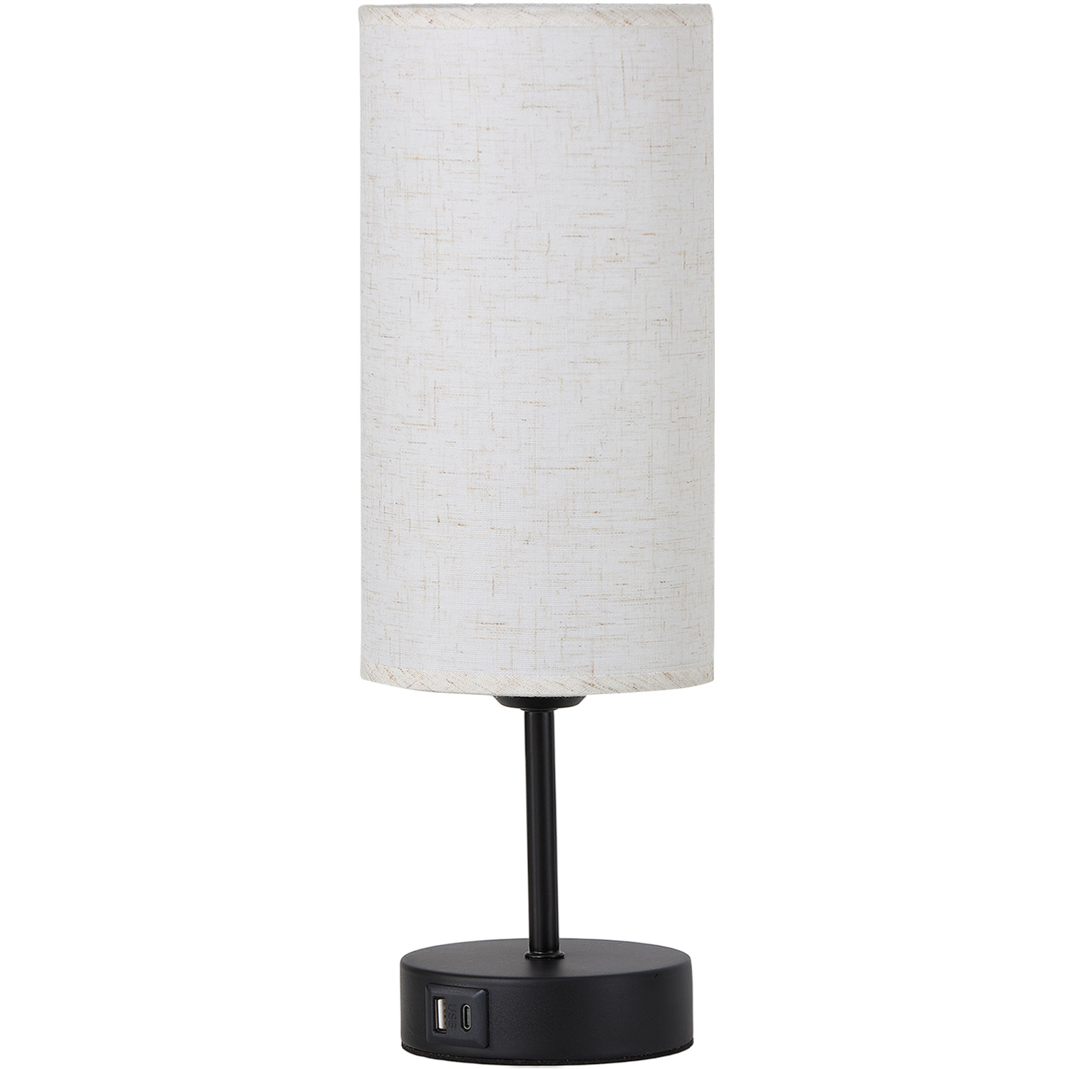 Modern Round Table Lamp with Remote Control - White and Black