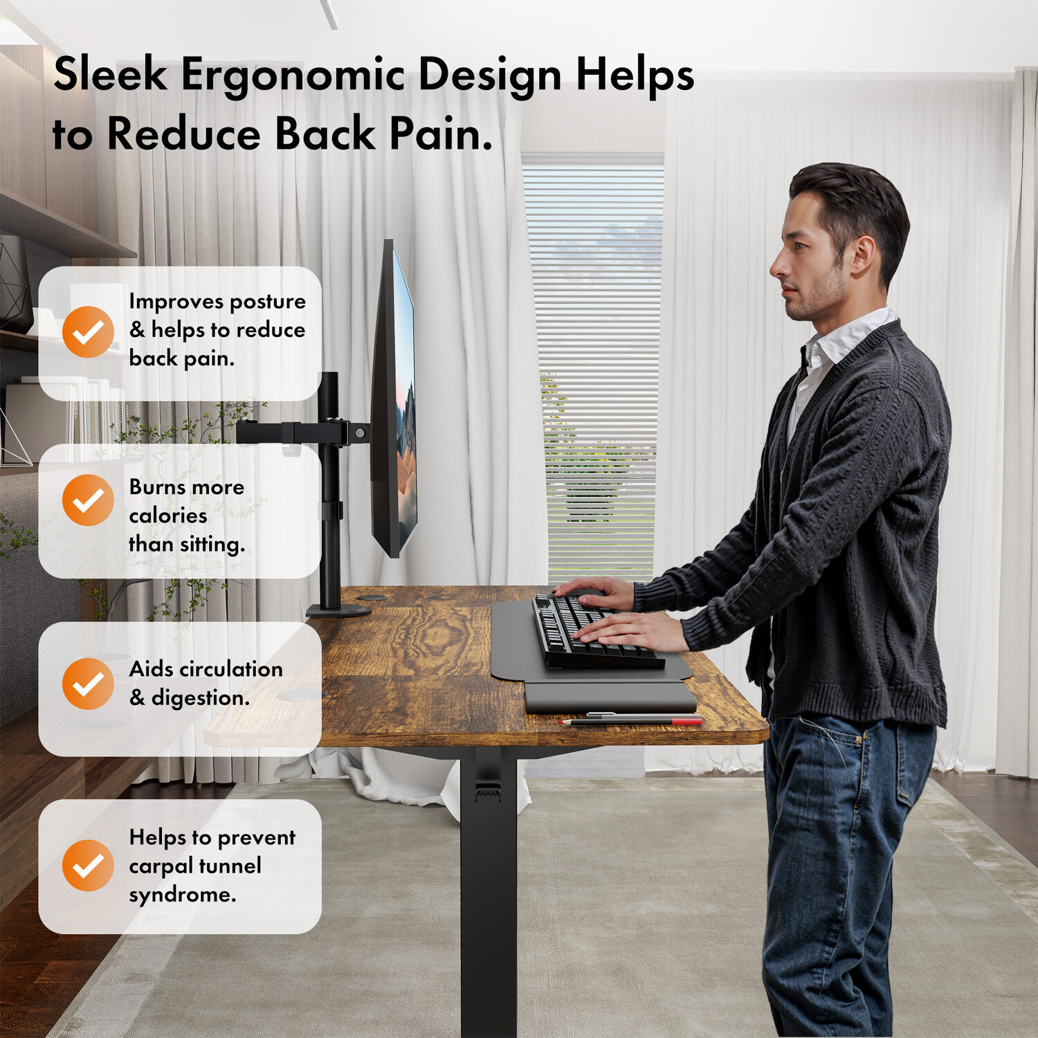 Medium Electric Standing Desk With Usb C Charging - Walnut 18 63kg