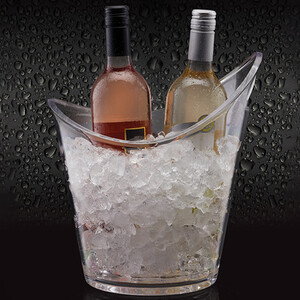 BarCraft Clear Acrylic Drinks Pail  Wine Cooler, Labelled
