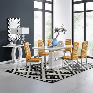 Arezzo Large Extending Dining Table with 6 Milan Chairs