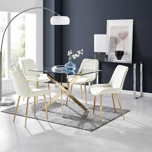 Leonardo Dining Table With Four Pesaro Gold Leg Chairs