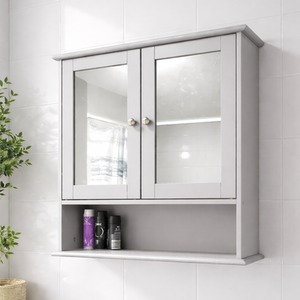 Double Door Mirror With Shelf