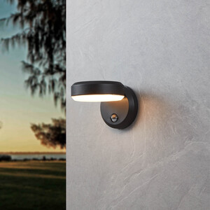 Eglo Fornaci Outdoor LED Sensor Wall Light, Black Steel, Warm White, IP44