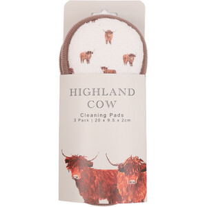 Pack of 3 Highland Cow Cleaning Pads