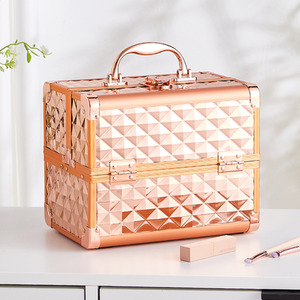 Rose Gold 2 Tray Cosmetic Storage Case