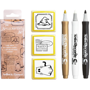Artline Halloween Pre Inked Stamps and Decorite Pen Set 3