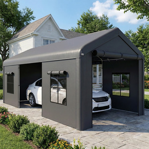 Outsunny 3 x 6 m Heavy Duty Carport with Roll up Doors Windows