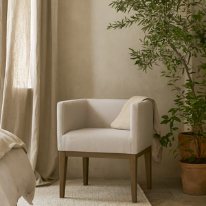 Jacarei Natural Linen Accent Chair with Oak Legs
