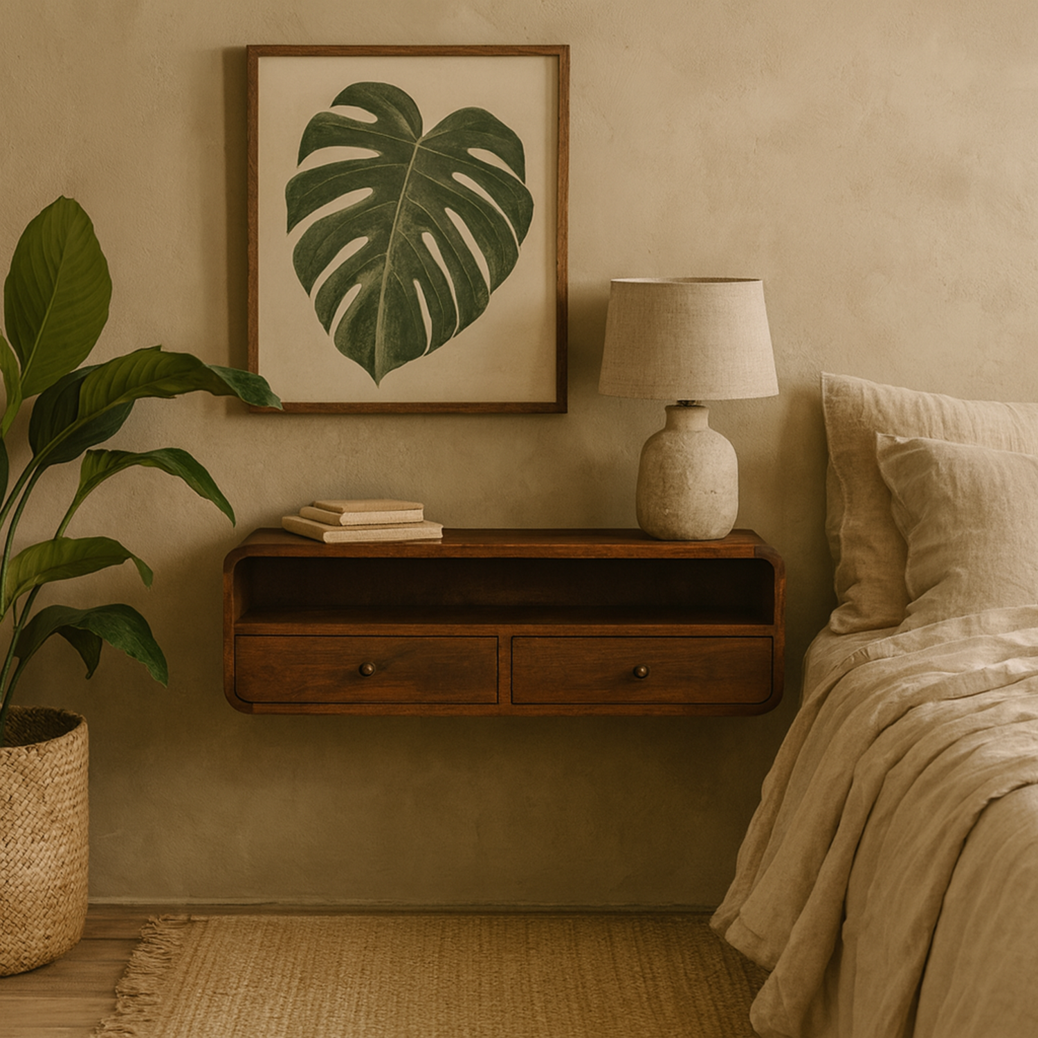 Peschiera Floating Console - Chestnut Mango Wood, 2 Drawers - Brown