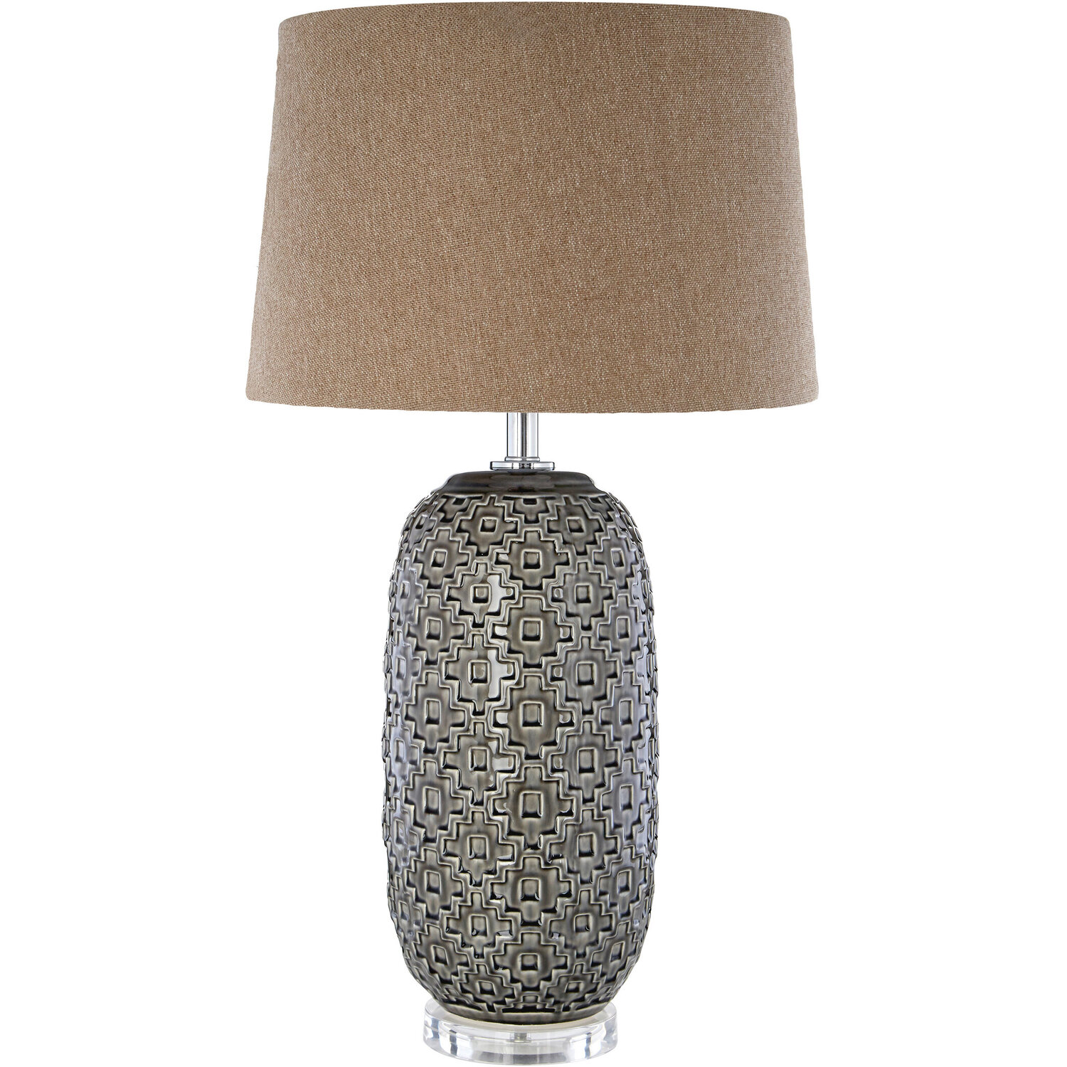 Udele Table Lamp With Brown Linen Shade - Brown
