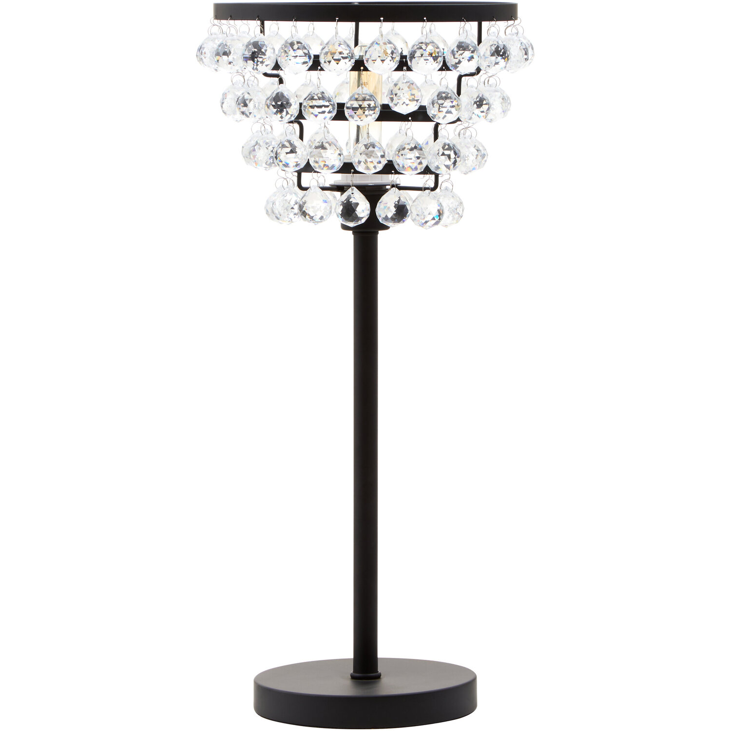 Hutchinson Clear Crystal Table Lamp with Black Metal - Black
