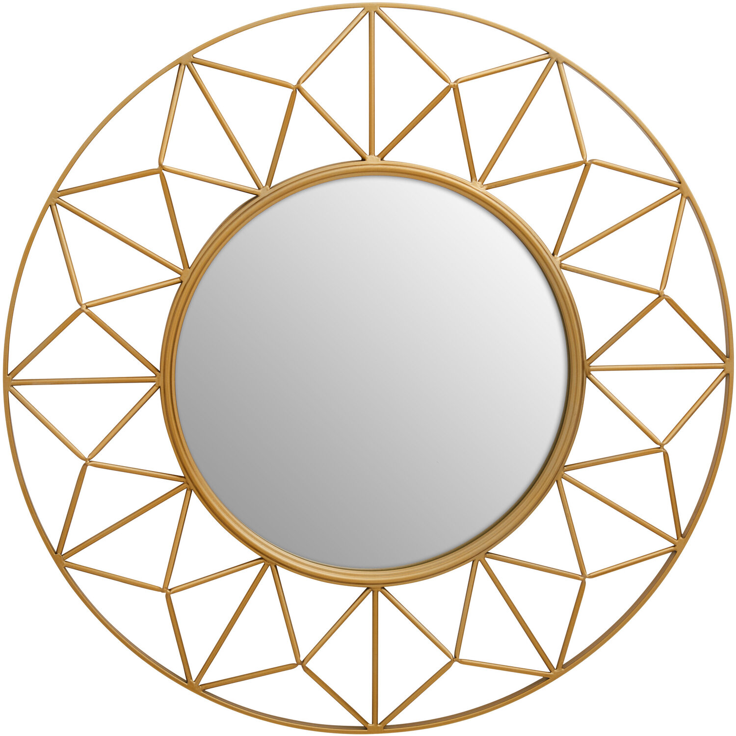 Matera Sunburst Gold Finish Metal Frame Round Wall Mirror - Gold