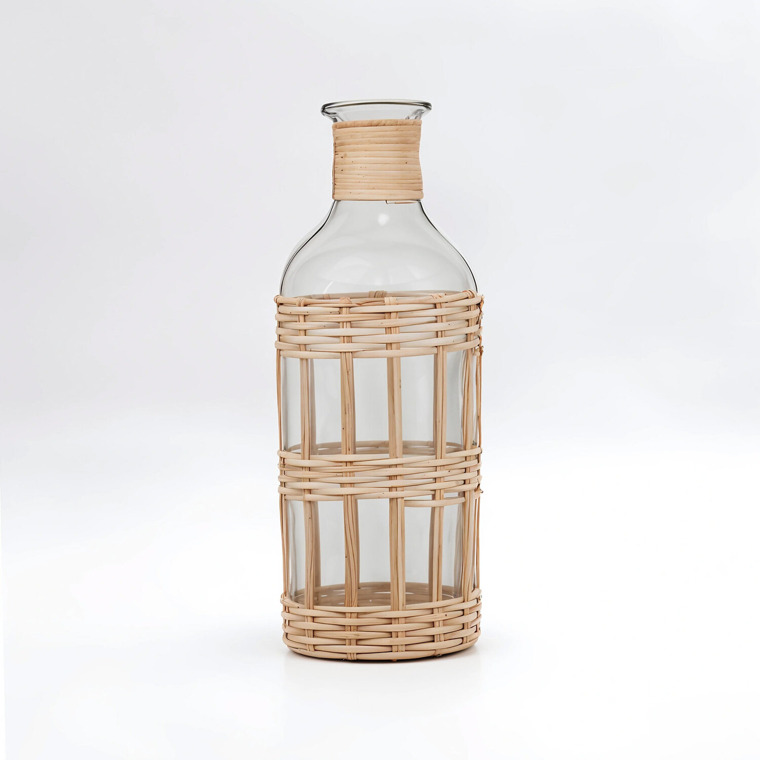 Jada Small Striped Vase - Glass 90%,Cane 10%