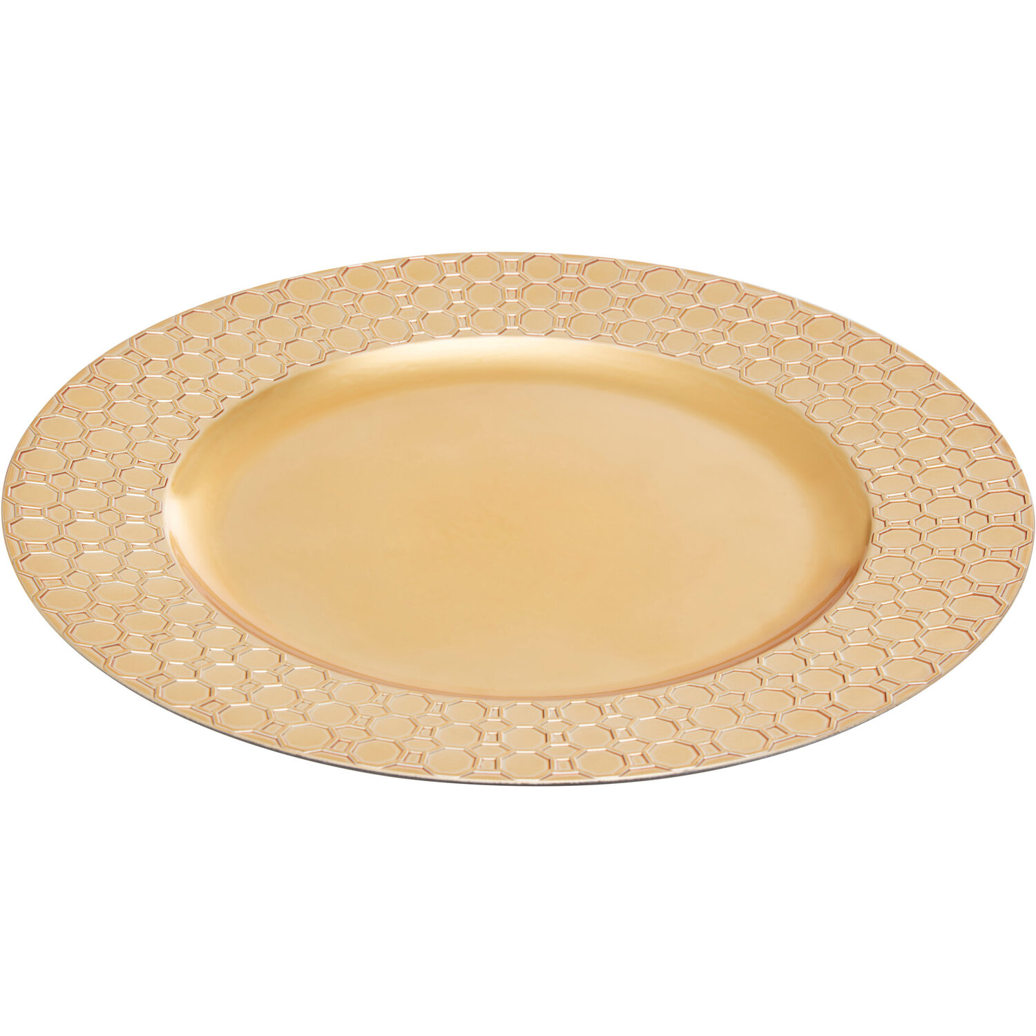Dia Gold Charger Plate With Octagon Pattern Rim - Gold