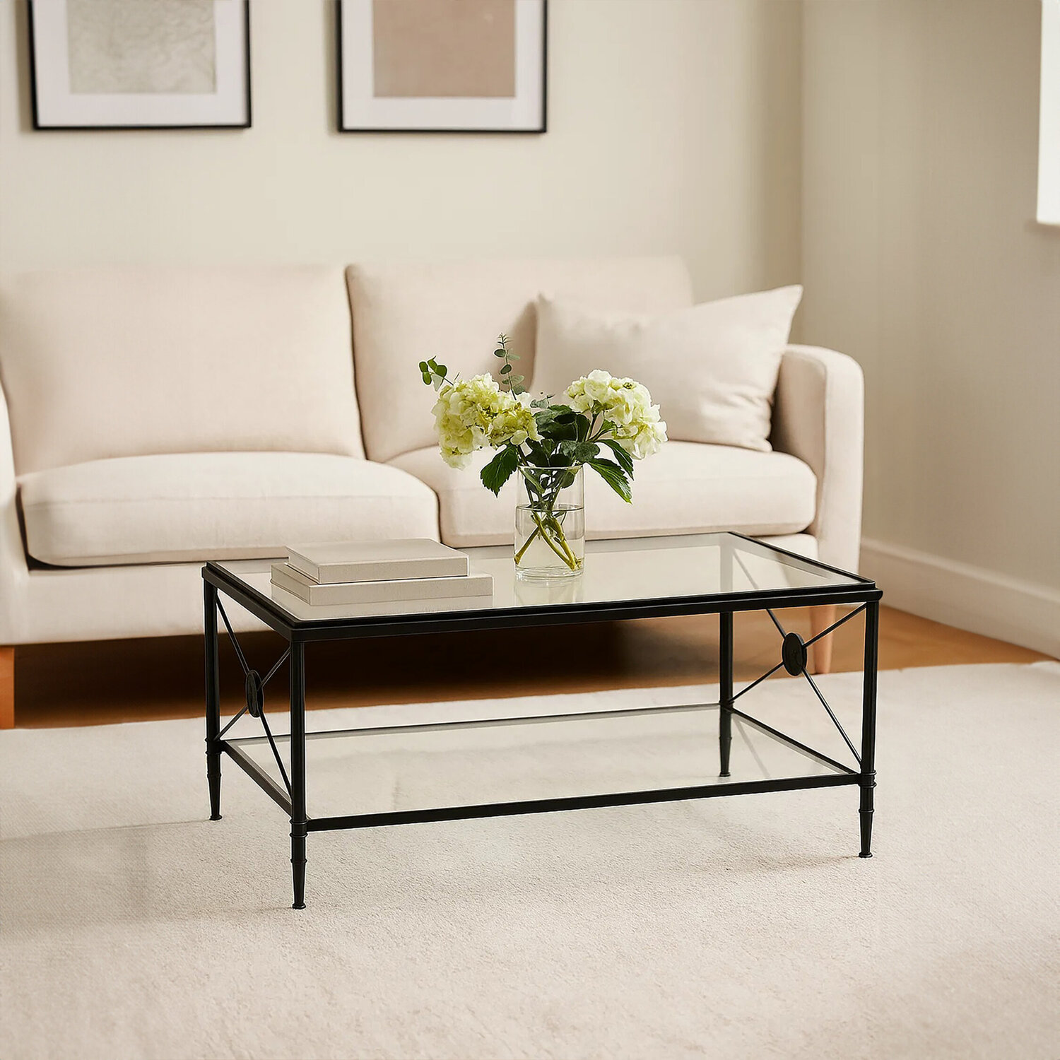 Axis Coffee Table With Black Finish Frame - Black