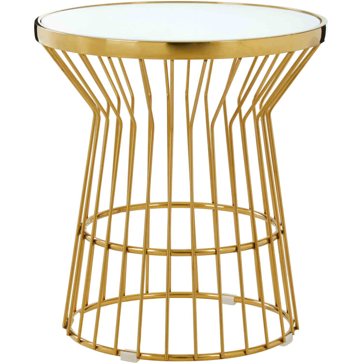 Tula Gold Finish Corset Base Side Table - Gold