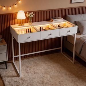 Dressing Table with Lights and 3 Drawers Hollywood Makeup Vanity Desk