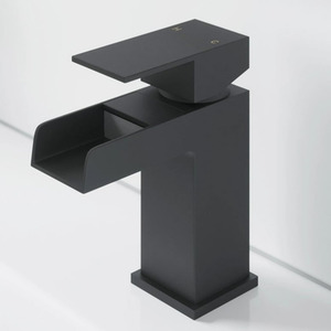 Bathroom Basin Sink Mixer Tap Black Mono Waterfall Spout Lever Handle Modern