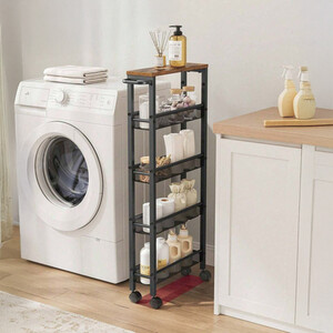 VASAGLE 5-Shelf Space-Saving Trolley, Kitchen Cart