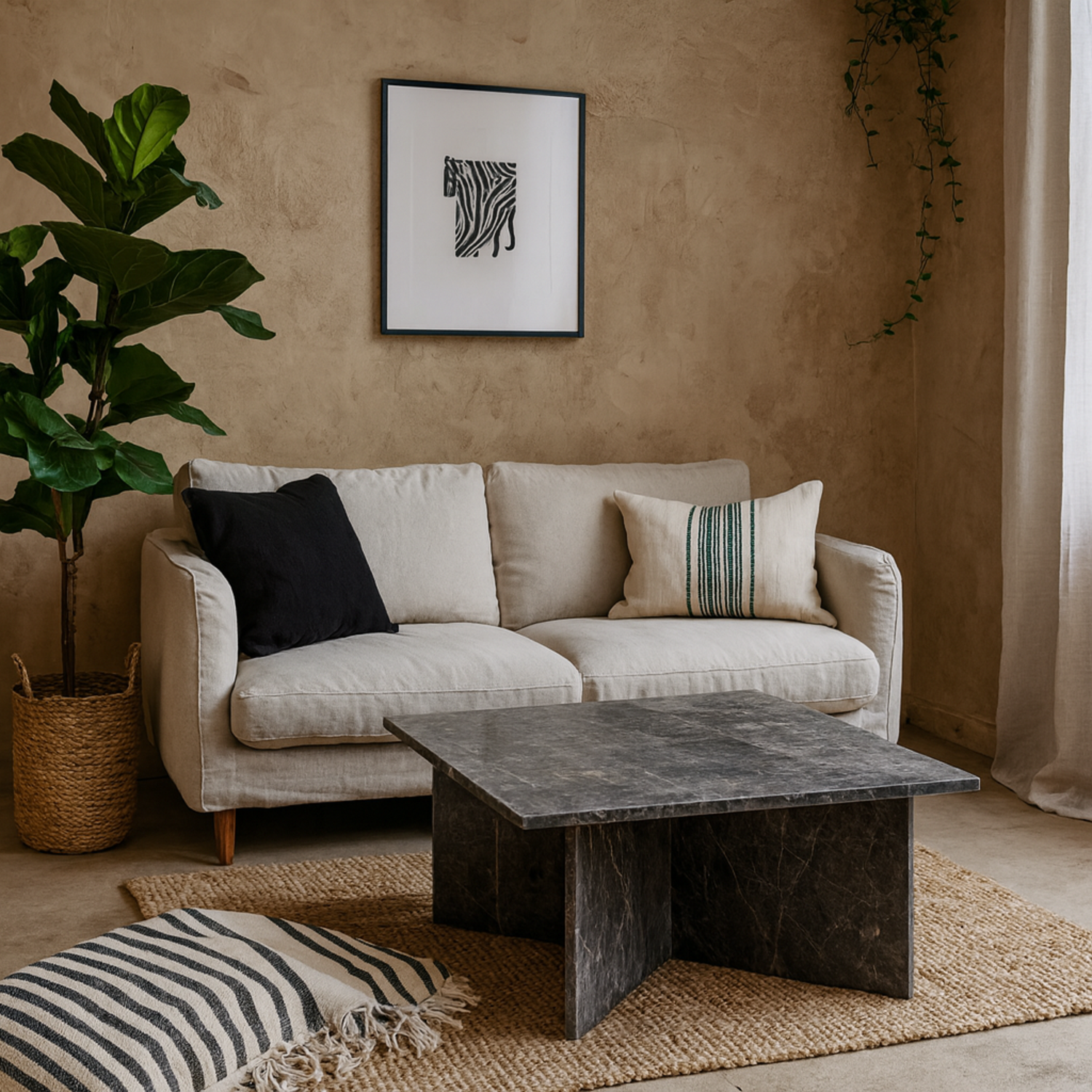 Singapore Marron Turkish Marble Square Coffee Table - Brown