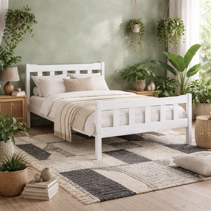 Tralee 5ft King Wooden Bed Washed Slatted Headboard and Footboard