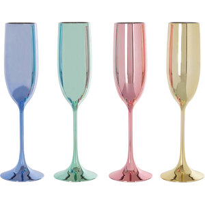 Mimo Set Of 4 Multicolour Champagne Glasses
