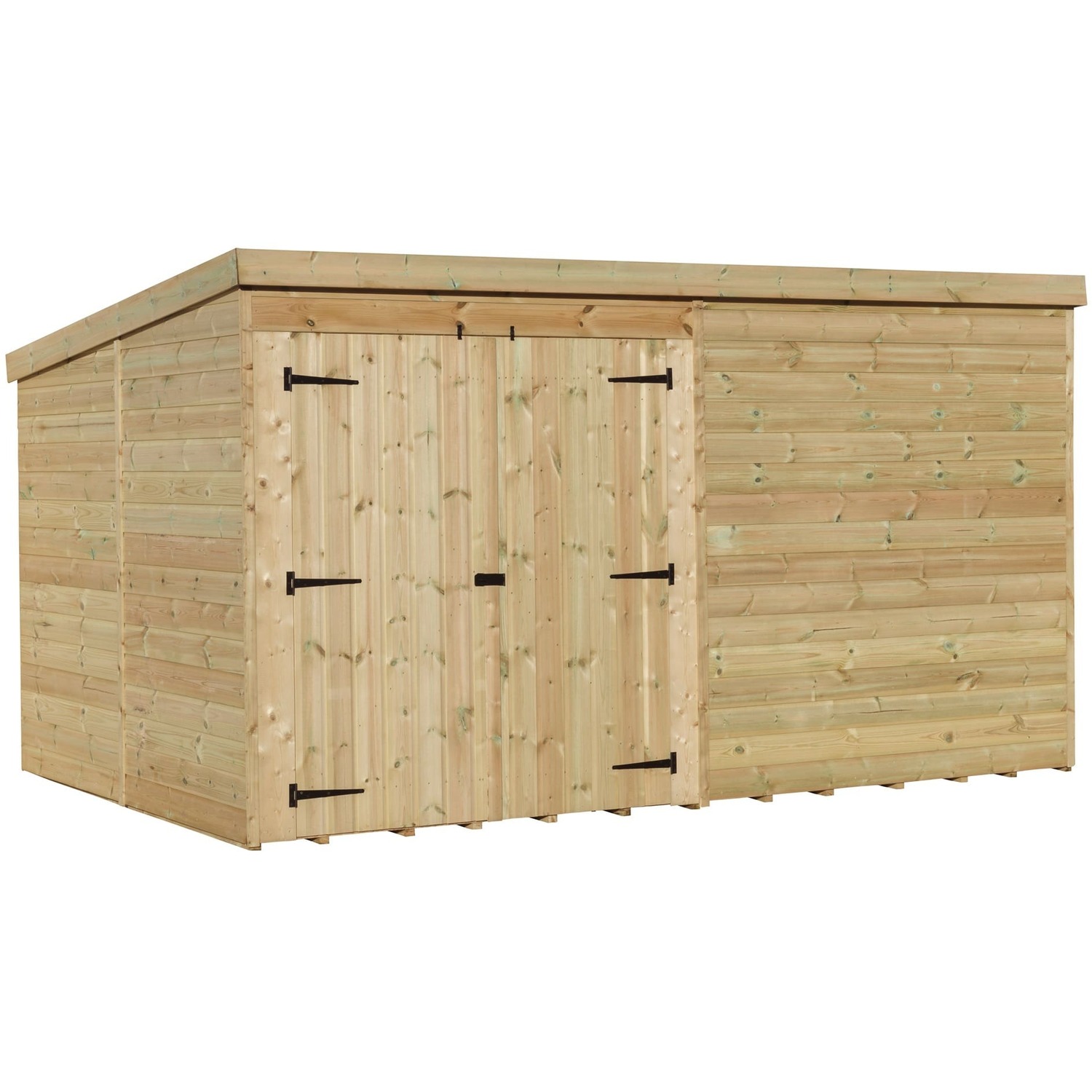 Empire 4000 10x8 Pent Garden Shed with a Double Door on the Left - Green