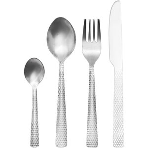 Martello Hammered Effect 16 Piece Stainless Steel Cutlery Set