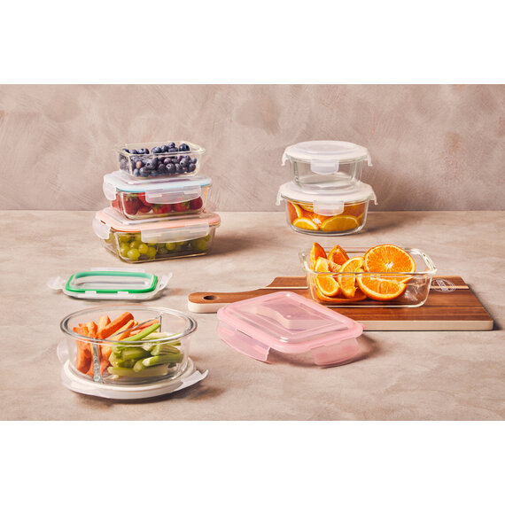 Freska 2 Section Round Glass Container With Lid 950 ml