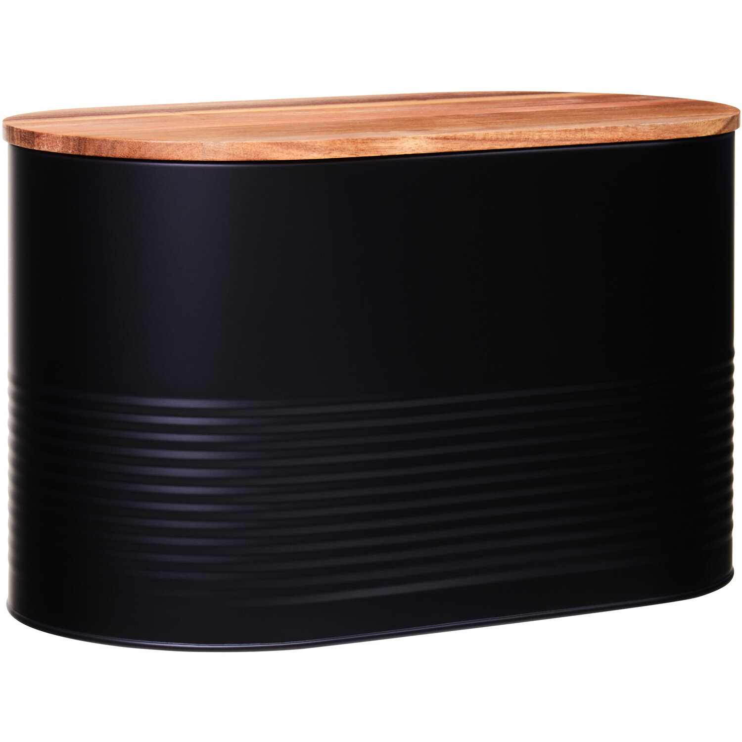 Alton Black Bread Bin With Acacia Wood Lid - Black, Natural