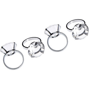 Set Of Four Clear Diamante Napkin Rings