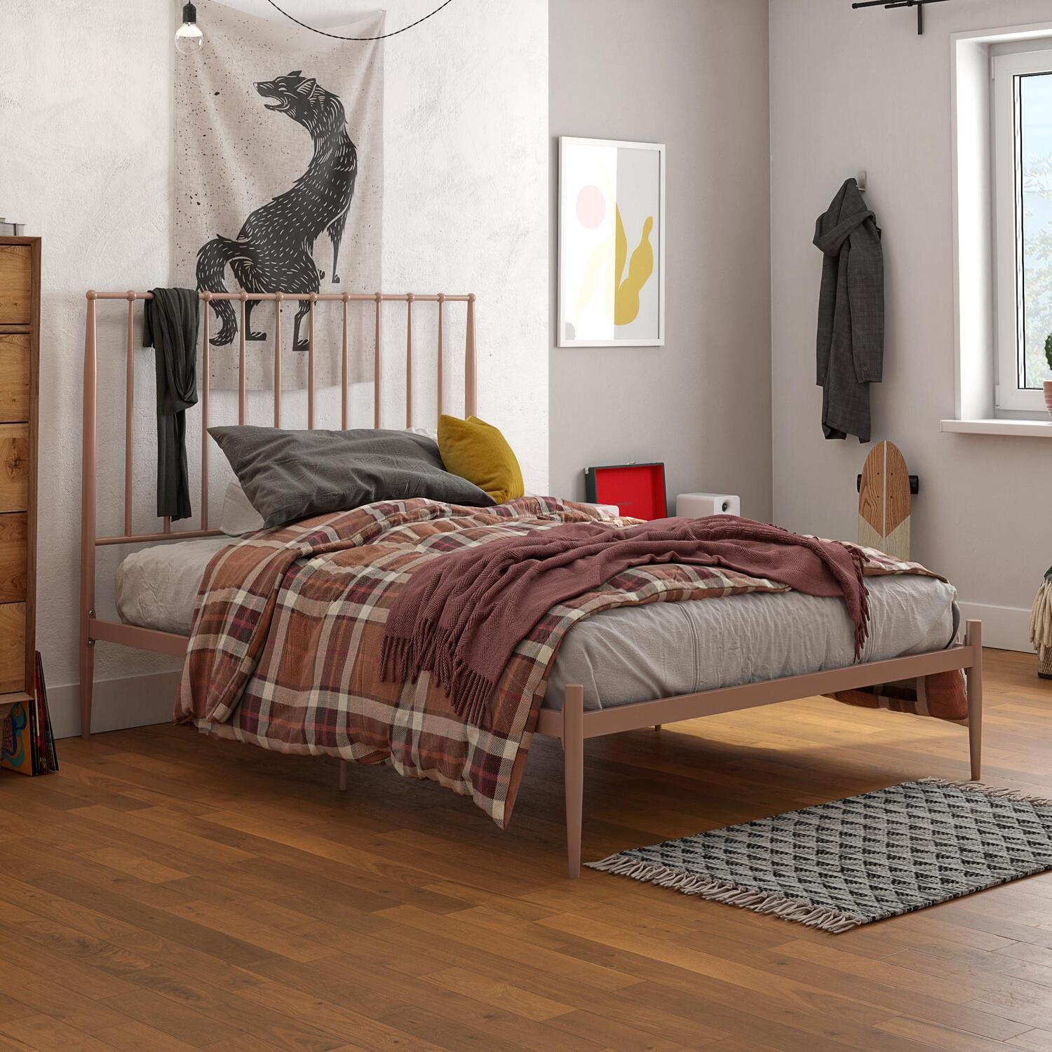 Giulia Modern Metal Bed - Millennial Pink King