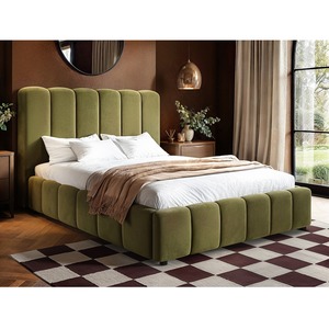 Emilie Ribbed Ottoman Bed Green Velvet