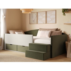 Elisa Velvet Storage Low Sleeper Bed with Beige Cord