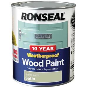 Ronseal 10 Year Weatherproof Wood Paint 750ml - Spring Green Satin - 38790