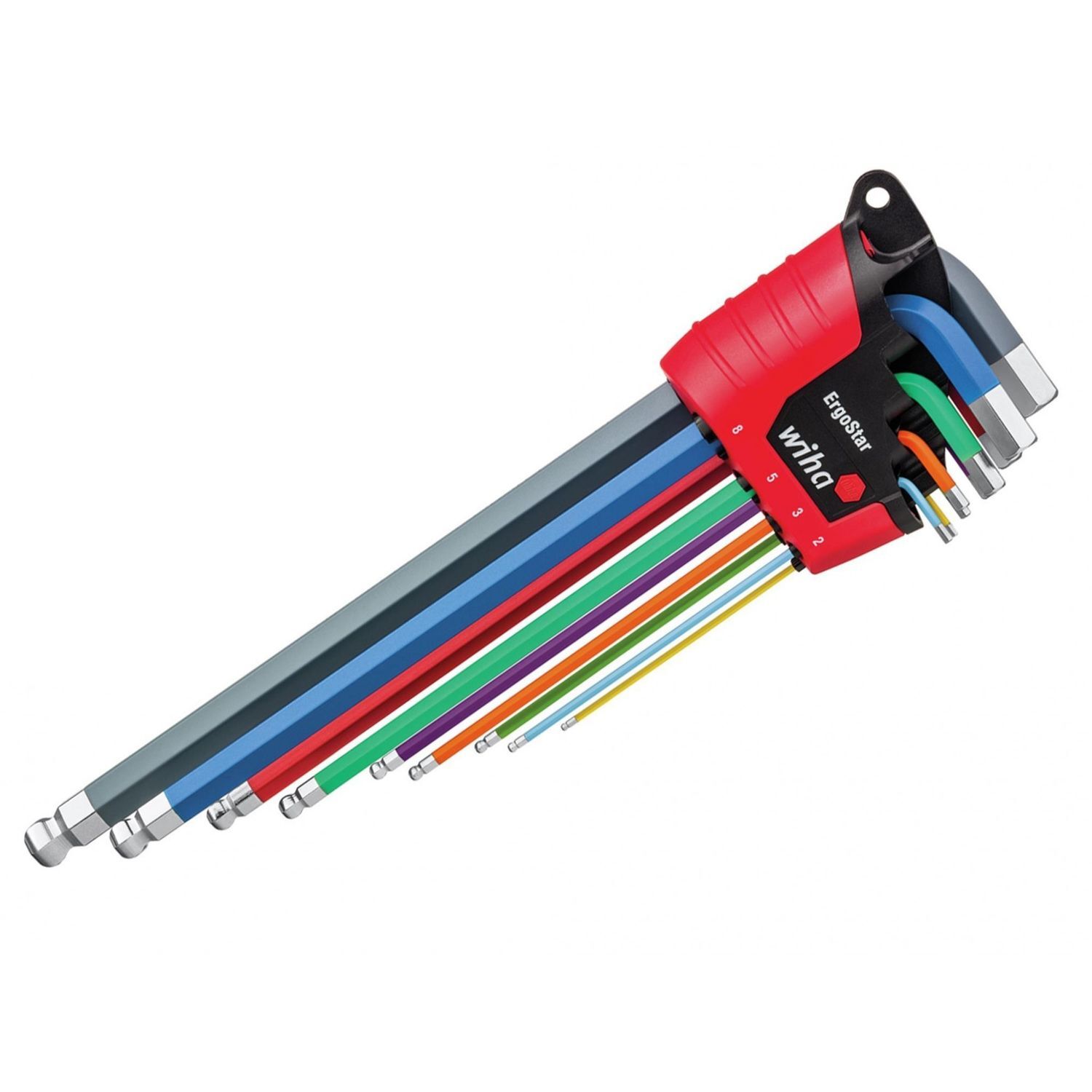 Wiha Ergostar Colour Hex Ball End L-Key Set, 9 Piece - Multi Colour