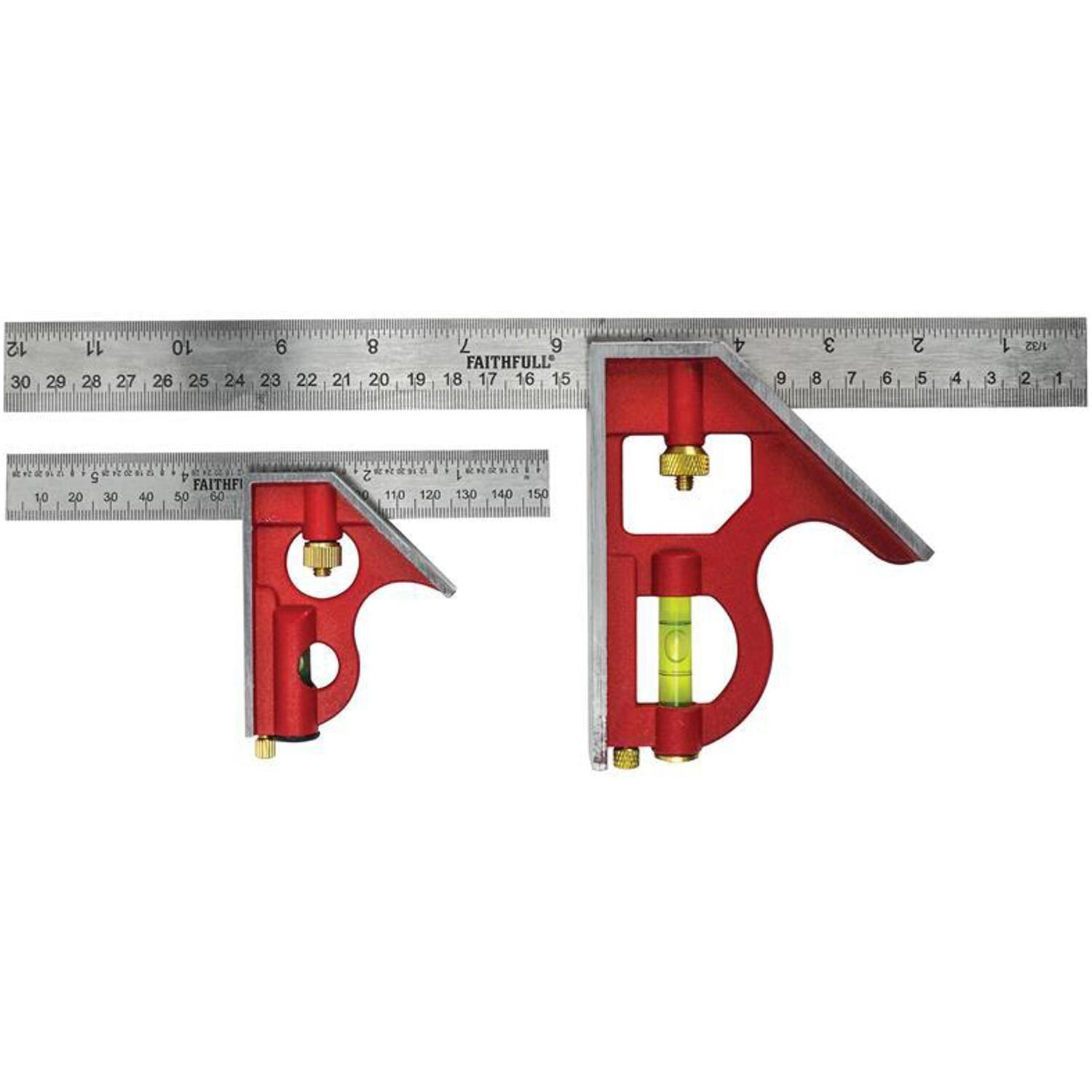 Faithfull Combination Square Twin Pack 150mm (6in) & 300mm (12in) - Image 12