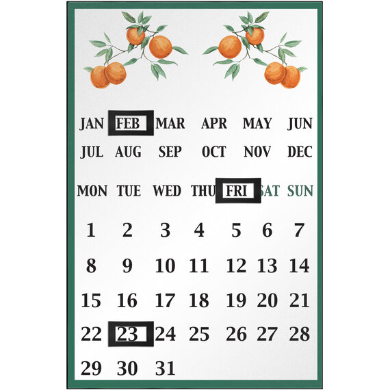 Orchard Fruits Orange Grove Magnetic Calendar