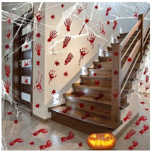 Halloween Bloody Handprint Window Stickers 12 Sheets PVC