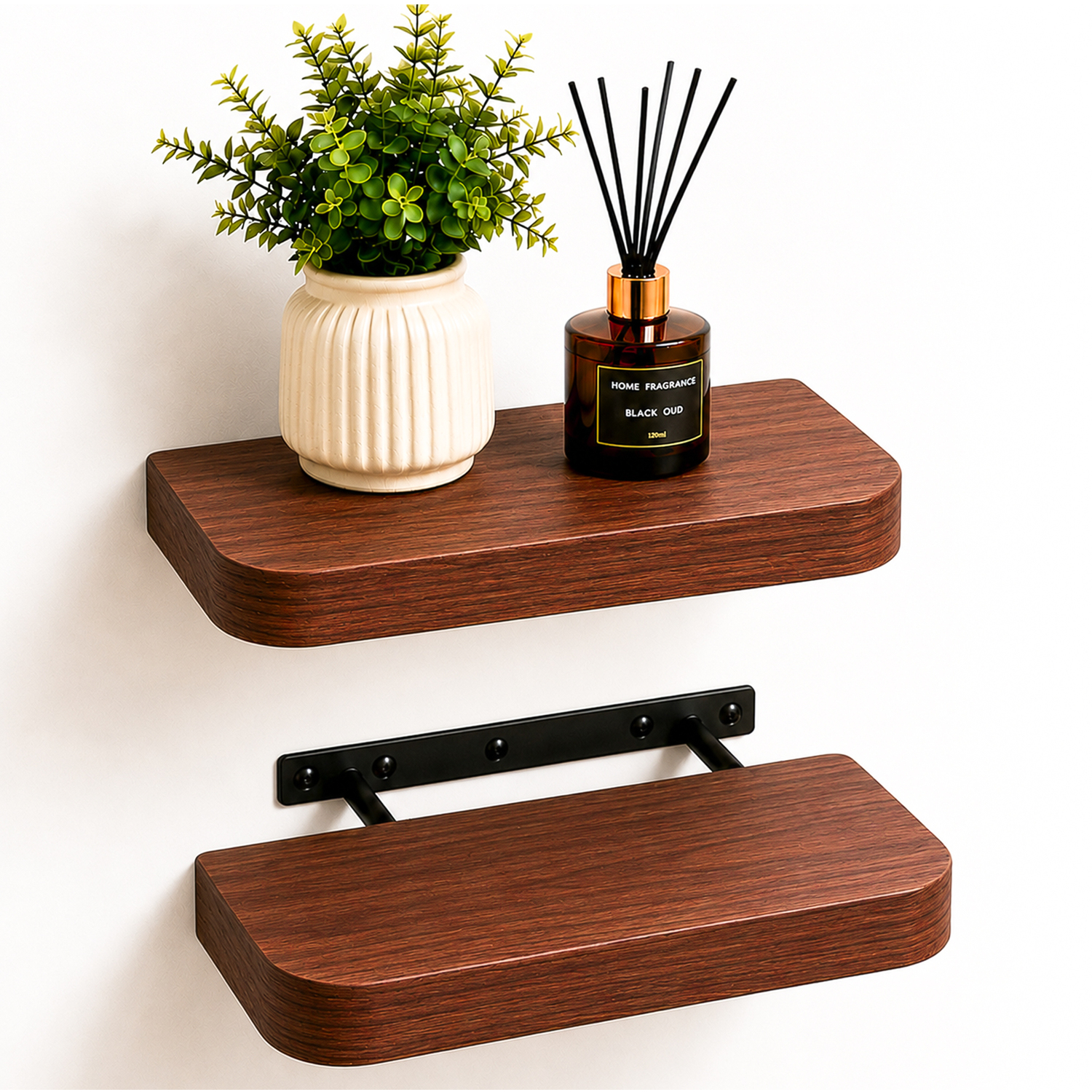 Innoteck Floating Wall Shelves With Round Corners 40Cm Set Of 2