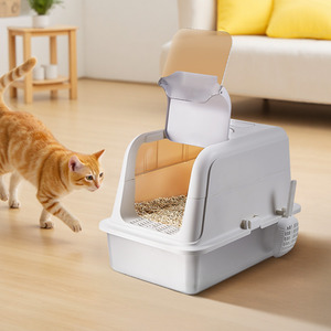 Enclosed Cat Litter Tray with Flip Lid