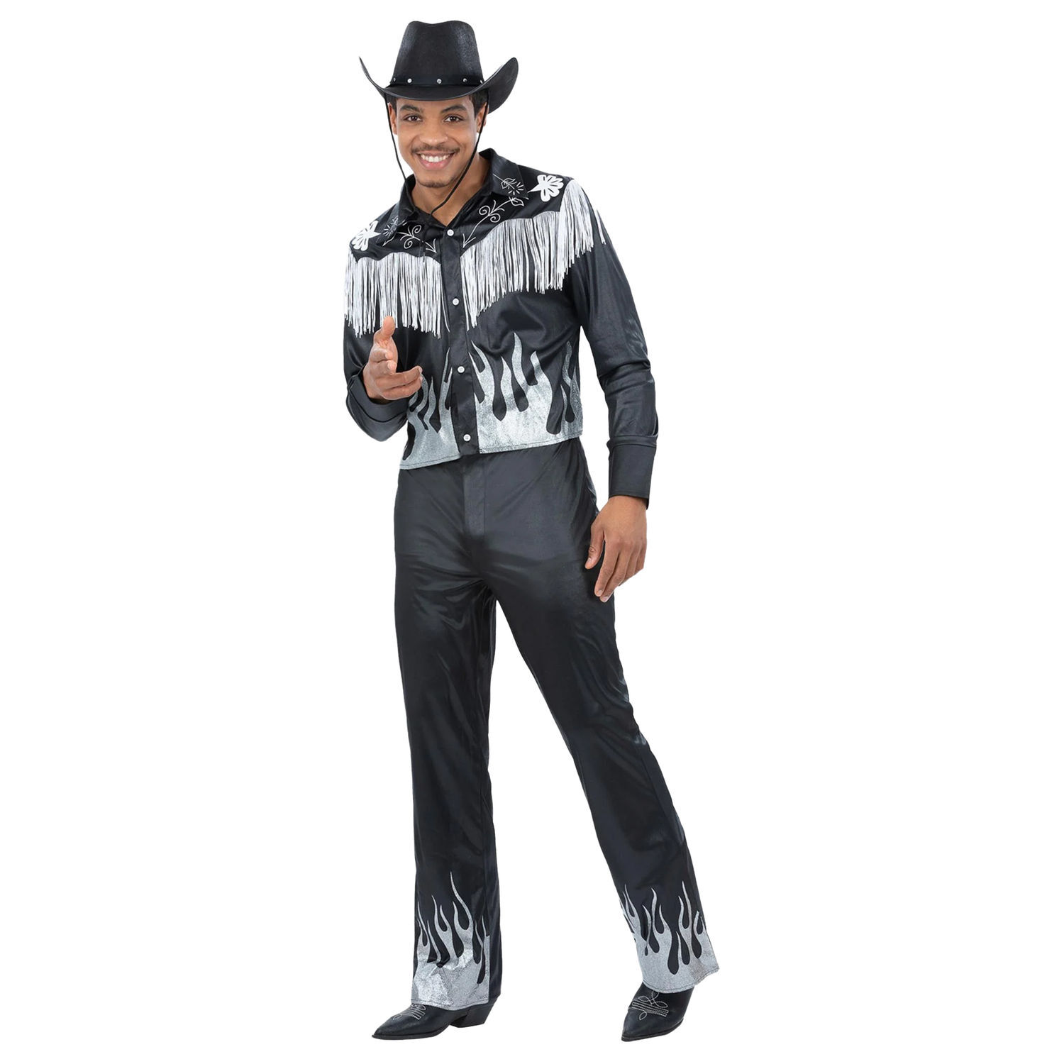 Smiffys Mens Glamorous Cowboy Costume - Black/White / L