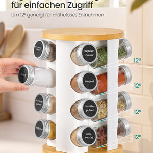 SONGMICS rotating spice rack 16 jars  bamboo