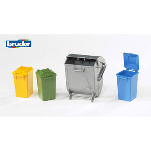 Bruder Accessories Garbage Can Set (3 Small, 1 Large) Municipal & Yard Play Accessory Set
