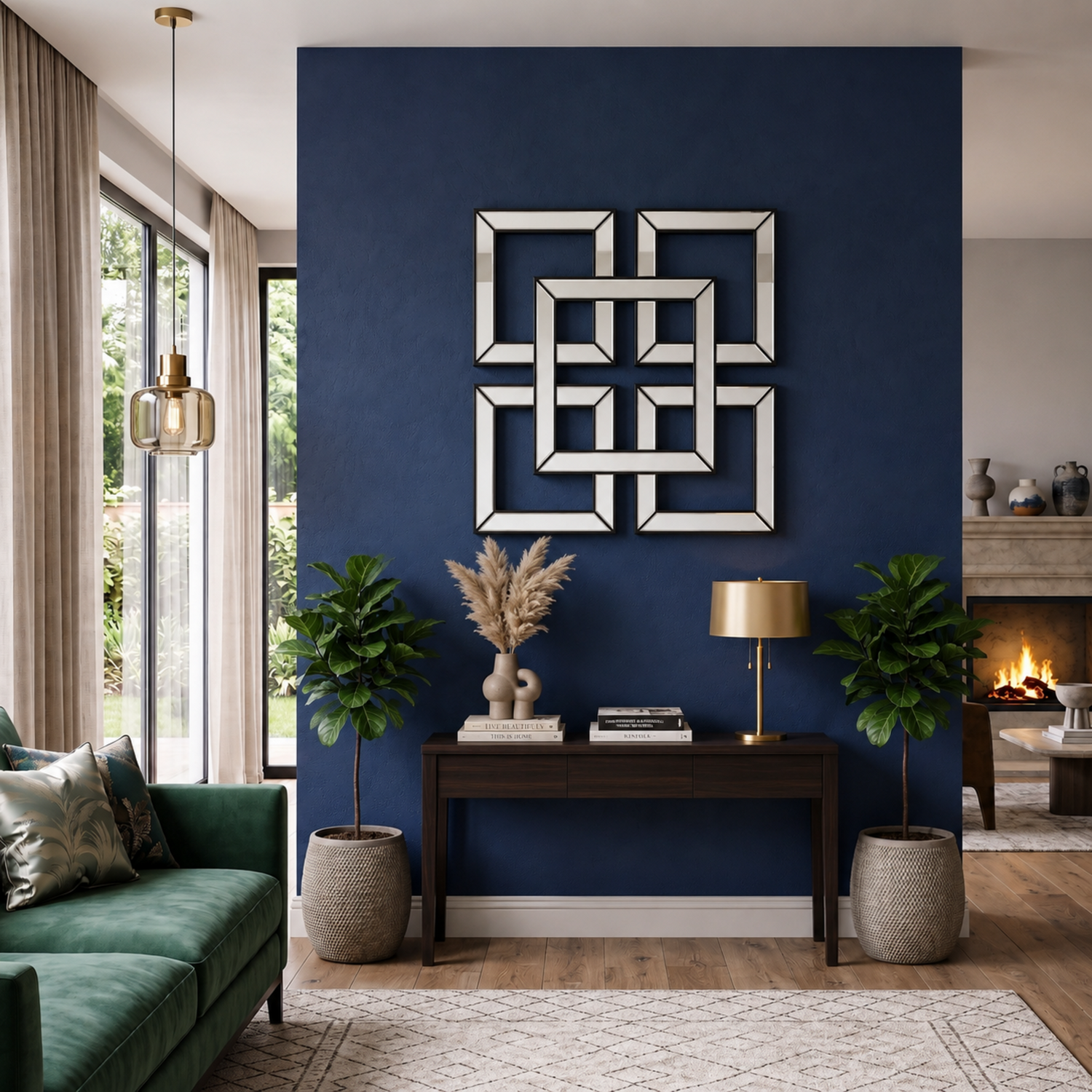 Deenz 2X Black Art-Deco Mirrored Wall Art 40Cm - Blacky / 1