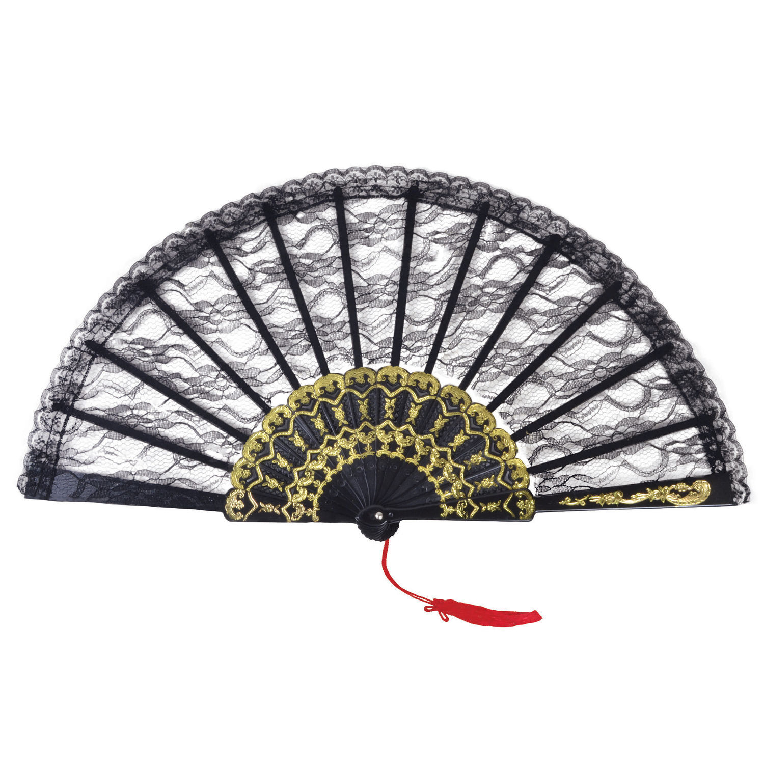 Bristol Novelty Lace Fan - Black