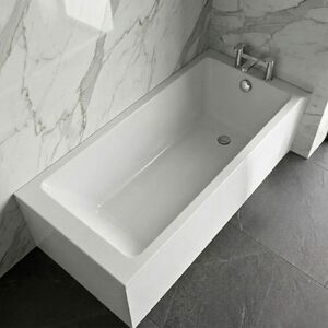 Balterley Modern Square Thin Edge Single Ended Straight Shower Bath with Leg